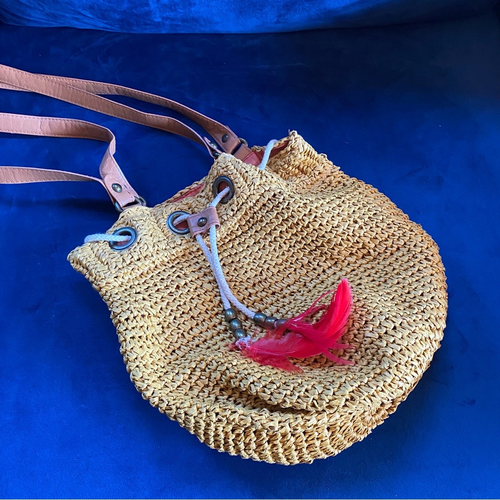 Bag, Weaved BNWOT Unique w/Feather Detail